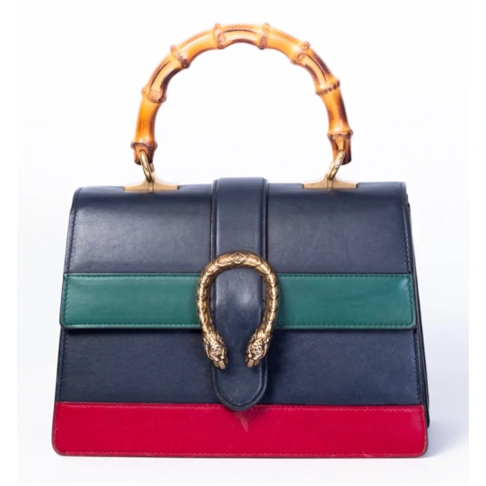 Gucci Dionysus Navy Striped Medium Bamboo Top Handle Bag - Picture 9 of 9